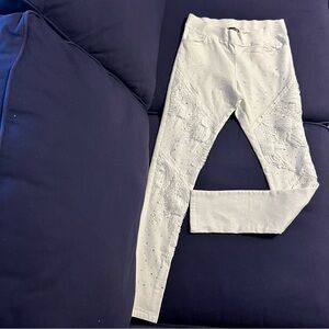Chic White Embellished Women's Leggings